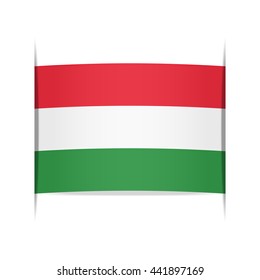 Flag of Hungary. Vector illustration of a stylized flag. The slit in the paper with shadows. Element for infographics.