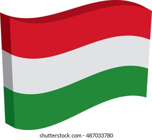 Flag of Hungary. Vector illustration of a stylized flag. The slit in the paper with shadows. Element for infographics.
