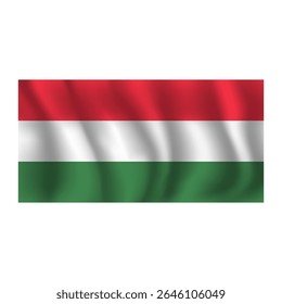 Bandeira da Hungria ondulada flui ao vento, com dobras 3d