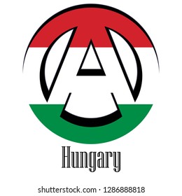 Flag of Hungary of the world in the form of a sign of anarchy, which stands for freedom and equality of people.