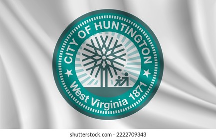 Flag of Huntington, West Virginia, USA. Realistic waving flag of Huntington vector background.