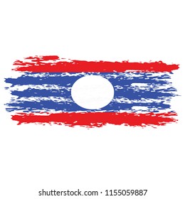 Flag of Iaos the illustration vector on a white background, brush stroke Design Elements