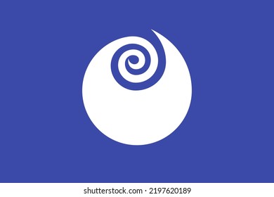 Flagge der Präfektur Ibaraki (Japan) - Vektorgrafik, weißer Rosebud, die Präfekturblume auf blauem Hintergrund