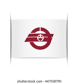Flag of  (Ibaraki Prefecture, Japan). Vector illustration of a stylized flag. The slit in the paper with shadows. Element for infographics.