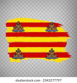 Flag of  Ibiza brush strokes. Flag Ibiza of the Balearic Islands on transparent background for your web site design,  app, UI. Kingdom of Spain. Stock vector.  EPS10.