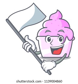 With flag ice cream paper cup mascot cartoon