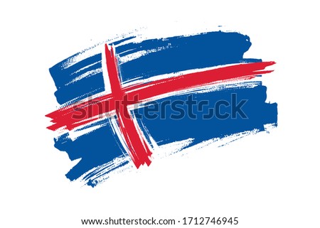 Flag of Iceland. Iceland banner brush concept. Horizontal vector Illustration isolated on white background.  