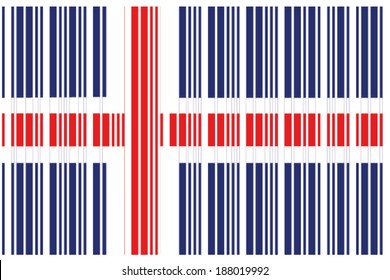 The Flag of Iceland in a Barcode Format
