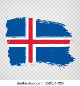 Flag of Iceland from brush strokes.  Flag of Iceland on  transparent background for your web site design, logo, app, UI. Europe. Vector illustration EPS10