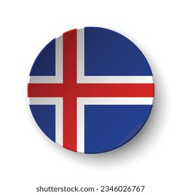 La bandera de Islandia. Icono de indicador de botón. Color estándar. Indicador de icono de círculo. 3 quinquies ilustración. Ilustración del equipo. Ilustración digital. Ilustración vectorial.