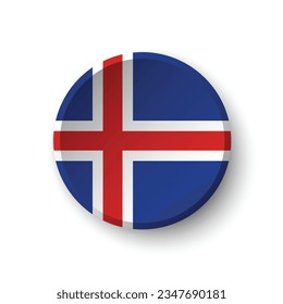 La bandera de Islandia. Icono de indicador de botón. Color estándar. Indicador de icono de círculo. 3 quinquies ilustración. Ilustración del equipo. Ilustración digital. Ilustración vectorial.