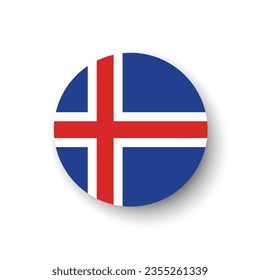 La bandera de Islandia. Icono de indicador de botón. Color estándar. Indicador de icono de círculo. 3 quinquies ilustración. Ilustración del equipo. Ilustración digital. Ilustración vectorial.