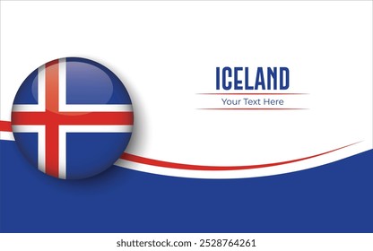 Flag of Iceland Circle isolated on White background with Text. Banner, Poster, vector, template, Mockup, Background, Social Media, Post, 3D.