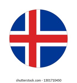 Flag of Iceland. Circular icon on white background, vector illustration.