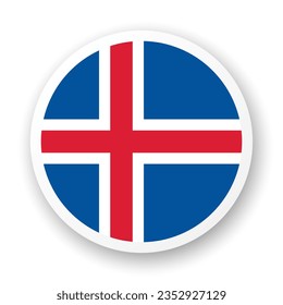 Flag of Iceland flat icon. Round vector element with shadow underneath. Best for mobile apps, UI and web design.