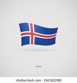 The flag of Iceland is flying layered vector image.
