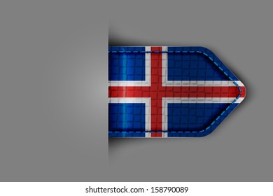 Flag of Iceland in the form of a glossy textured label or bookmark. Vector illustration.