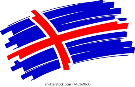 Flag of iceland in a graphic version with brushstrokes