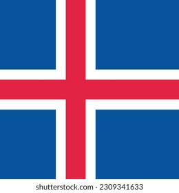 La bandera de Islandia. Icono de marca. Color estándar. Bandera cuadrada. Ilustración del equipo. Ilustración digital. Ilustración vectorial.