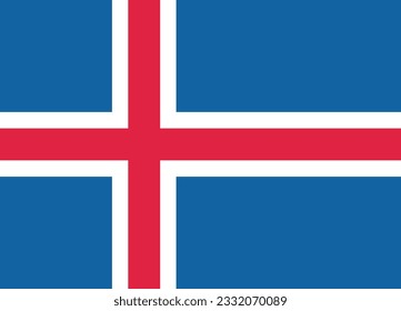 The flag of Iceland. Flag icon. Standard color. Standard size. A rectangular flag. Computer illustration. Digital illustration. Vector illustration.