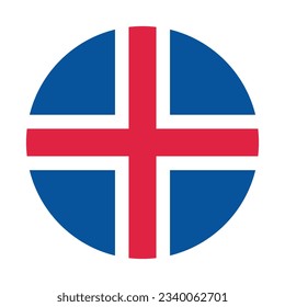 The flag of Iceland. Flag icon. Standard color. Circle icon flag. Computer illustration. Digital illustration. Vector illustration.