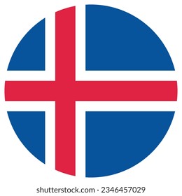 The flag of Iceland. Flag icon. Standard color. Circle icon flag. Computer illustration. Digital illustration. Vector illustration.