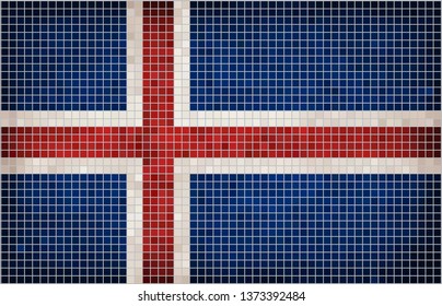 Flag of Iceland - Illustration,  
Abstract grunge mosaic vector