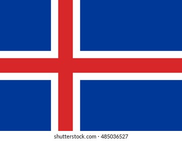 Flag of the Iceland in official colors and Proportion Correctly