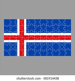 flag of Iceland from puzzles on a gray background. vector illustration