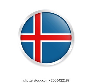 Flag of Iceland. Round flag. Flag icon. Circle flag icon logo vector illustration EPS