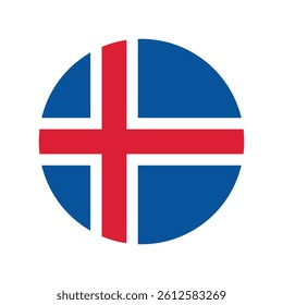The Flag of Iceland, Round Iceland national flag icon. Iceland country flag concept with official color.