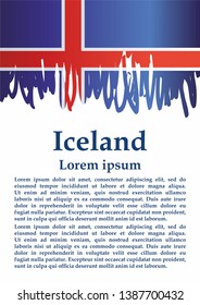Flag of Iceland, Iceland. Template for award design, an official document with the flag of Iceland. Bright, colorful vector illustration.