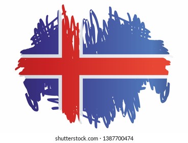 Flag of Iceland, Iceland. Template for award design, an official document with the flag of Iceland. Bright, colorful vector illustration.