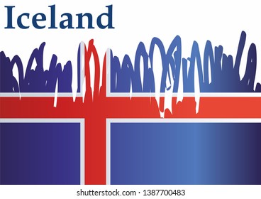 Flag of Iceland, Iceland. Template for award design, an official document with the flag of Iceland. Bright, colorful vector illustration.