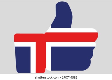 The flag of Iceland in a Thumbs Up Icon