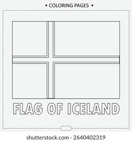 Flag Of Iceland Vector Design,Coloring Pages for Kids