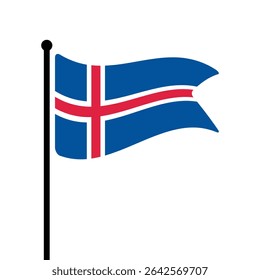 Bandeira da Islândia. Design de ícone de ilustração de vetor de bandeira da Islândia. Bandeira de mastro flutuante.