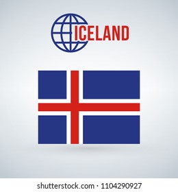 Flag of the Iceland. vector illustration isolated on modern background with shadow.