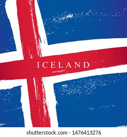 Flag of Iceland. Vector illustration on a white background. Brush strokes are drawn by hand. Independence Day.
