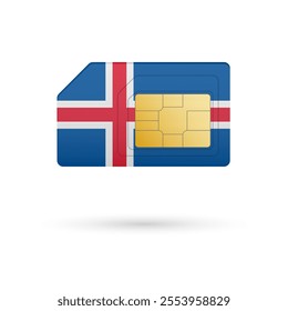 Flag of Iceland. Vector illustration of SIM Card with flag on white background