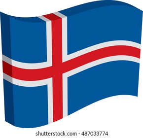 Flag of Iceland. Vector illustration of a stylized flag. The slit in the paper with shadows. Element for infographics.