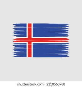 Flag of Iceland with watercolor brush style