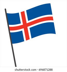 Flag of Iceland , Iceland flag waving isolated vector illustration