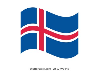 Flag of Iceland. Iceland wavy flag digital vector illustration. Fluttering flag.