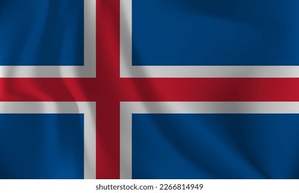Flag of Iceland, with a wavy effect due to the wind.