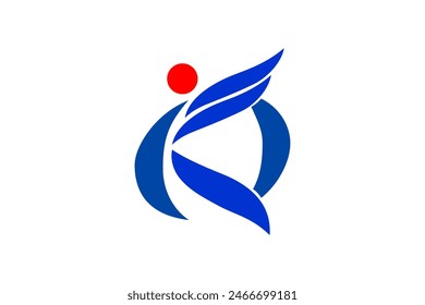 Flag of Ichikikushikino (Kagoshima Prefecture, Japan). Vector illustration of a stylized flag. The slit in the paper with shadows. Element for infographics.