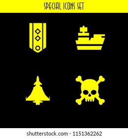 flag icon. 4 flag set with army, military and human skull with crossed bones silhouette vector icons for web and mobile app
