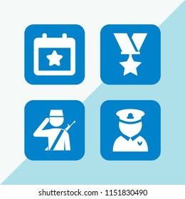 flag icon. 4 flag set with election event on a calendar with star symbol, military and soldier vector icons for web and mobile app