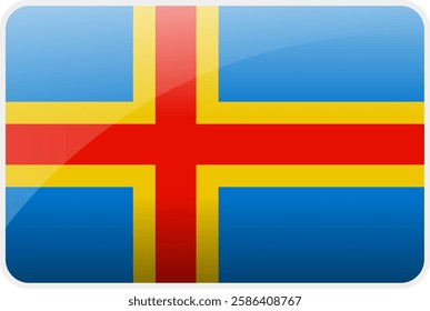 Flag Icon of Aland Islands Country,National Vector Flag Iconic Symbol and Colors of Aland Islands flag.