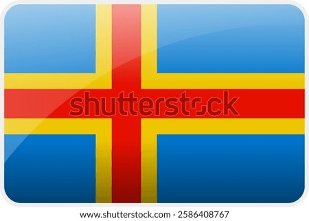 Flag Icon of Aland Islands Country,National Vector Flag Iconic Symbol and Colors of Aland Islands flag.